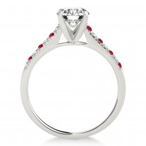 Diamond & Ruby Single Row Engagement Ring Palladium (0.11ct)