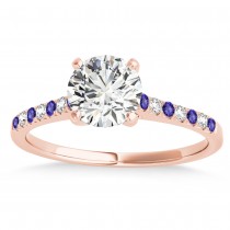 Diamond & Tanzanite Single Row Engagement Ring 14k Rose Gold (0.11ct)