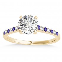 Diamond & Tanzanite Single Row Engagement Ring 14k Yellow Gold (0.11ct)