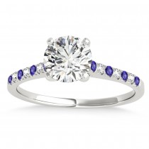 Diamond & Tanzanite Single Row Engagement Ring 18k White Gold (0.11ct)