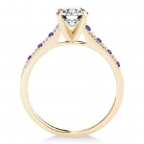 Diamond & Tanzanite Single Row Engagement Ring 18k Yellow Gold (0.11ct)