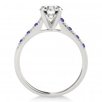 Diamond & Tanzanite Single Row Engagement Ring Palladium (0.11ct)