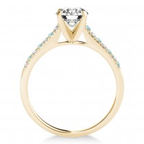 Diamond & Aquamarine Single Row Bridal Set 14k Yellow Gold (0.22ct)