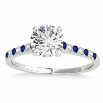 Diamond & Blue Sapphire Single Row Bridal Set 18k White Gold (0.22ct)