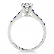 Diamond & Blue Sapphire Single Row Bridal Set 18k White Gold (0.22ct)