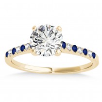 Diamond & Blue Sapphire Single Row Bridal Set 18k Yellow Gold (0.22ct)