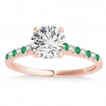 Diamond & Emerald Single Row Bridal Set 14k Rose Gold (0.22ct)