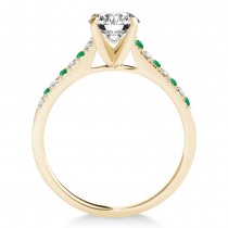 Diamond & Emerald Single Row Bridal Set 14k Yellow Gold (0.22ct)