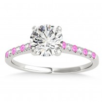 Diamond & Pink Sapphire Single Row Bridal Set 14k White Gold (0.22ct)