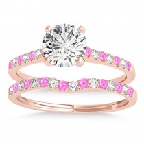 Diamond & Pink Sapphire Single Row Bridal Set 18k Rose Gold (0.22ct)