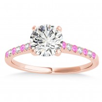 Diamond & Pink Sapphire Single Row Bridal Set 18k Rose Gold (0.22ct)