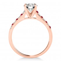 Diamond & Ruby Single Row Bridal Set 14k Rose Gold (0.22ct)