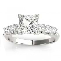 Diamond Princess Cut Engagement Ring 18k White Gold (0.60ct)