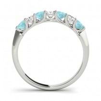 Princess cut Diamond & Aquamarine Bridal Set Platinum 1.30ct