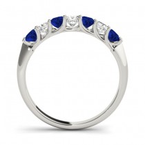 Princess cut Diamond & Blue Sapphire Bridal Set 18k White Gold 1.30ct