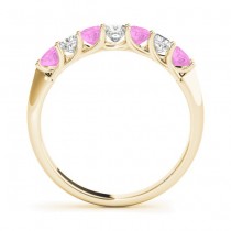 Princess cut Diamond & Pink Sapphire Bridal Set 14k Yellow Gold 1.30ct