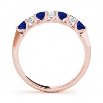 Diamond & Blue Sapphire Princess Wedding Band Ring 14k Rose Gold 0.70ct