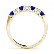 Diamond & Blue Sapphire Princess Wedding Band Ring 18k Yellow Gold 0.70ct