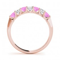 Diamond & Pink Sapphire Princess Wedding Band Ring 14k Rose Gold 0.70ct
