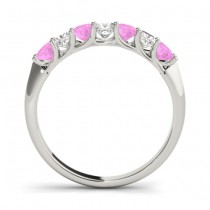 Diamond & Pink Sapphire Princess Wedding Band Ring 14k White Gold 0.70ct