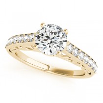 Vintage Style Cathedral Diamond Engagement Ring 14k Yellow Gold 2.33ct