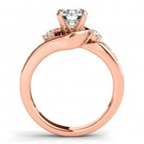 Swirl Design Diamond Engagement Ring Setting 14k Rose Gold 0.38ct