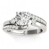 Swirl Design Diamond Engagement Ring Setting 14k White Gold 0.38ct