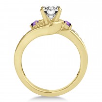 Swirl Design Amethyst & Diamond Engagement Ring Setting 14k Yellow Gold 0.38ct