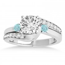 Swirl Design Aquamarine & Diamond Engagement Ring Setting Platinum 0.38ct