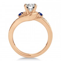 Swirl Design Blue Sapphire & Diamond Engagement Ring Setting 14k Rose Gold 0.38ct