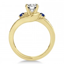 Swirl Design Blue Sapphire & Diamond Engagement Ring Setting 18k Yellow Gold 0.38ct