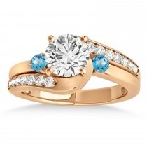 Swirl Design Blue Topaz & Diamond Engagement Ring Setting 14k Rose Gold 0.38ct