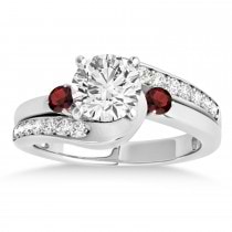 Swirl Design Garnet & Diamond Engagement Ring Setting Platinum 0.38ct