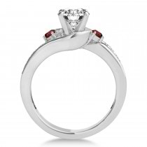 Swirl Design Garnet & Diamond Engagement Ring Setting Platinum 0.38ct