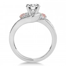 Swirl Design Morganite & Diamond Engagement Ring Setting 14k White Gold 0.38ct