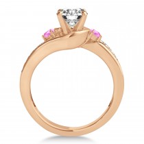 Swirl Design Pink Sapphire & Diamond Engagement Ring Setting 14k Rose Gold 0.38ct
