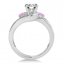Swirl Design Pink Sapphire & Diamond Engagement Ring Setting 18k White Gold 0.38ct