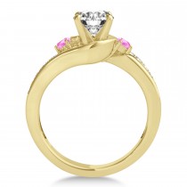 Swirl Design Pink Sapphire & Diamond Engagement Ring Setting 18k Yellow Gold 0.38ct