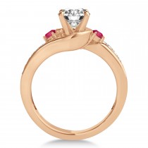 Swirl Design Ruby & Diamond Engagement Ring Setting 18k Rose Gold 0.38ct