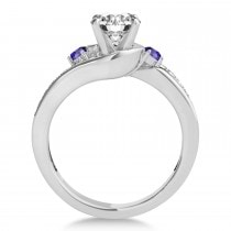 Swirl Design Tanzanite & Diamond Engagement Ring Setting 14k White Gold 0.38ct