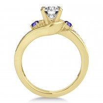 Swirl Design Tanzanite & Diamond Engagement Ring Setting 14k Yellow Gold 0.38ct