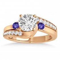 Swirl Design Tanzanite & Diamond Engagement Ring Setting 18k Rose Gold 0.38ct