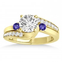 Swirl Design Tanzanite & Diamond Engagement Ring Setting 18k Yellow Gold 0.38ct