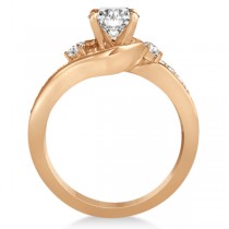 Diamond Swirl Engagement Ring & Band Bridal Set 14k Rose Gold 0.58ct