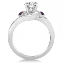 Lab Alexandrite & Diamond Swirl Engagement Ring & Band Bridal Set Platinum 0.58ct