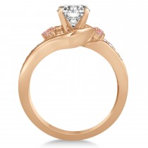 Morganite & Diamond Swirl Engagement Ring & Band Bridal Set 14k Rose Gold 0.58ct