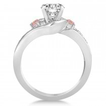 Morganite & Diamond Swirl Engagement Ring & Band Bridal Set Palladium 0.58ct