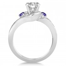 Tanzanite & Diamond Swirl Engagement Ring & Band Bridal Set Platinum 0.58ct