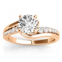 Diamond Swirl Engagement Ring & Band Bridal Set 14k Rose Gold 0.5oct
