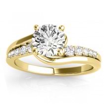 Diamond Swirl Engagement Ring & Band Bridal Set 14k Yellow Gold 0.50ct